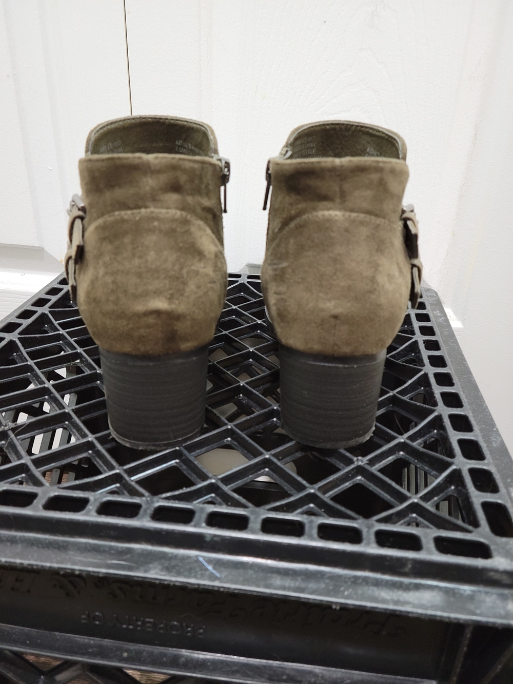 Sonoma Esme Olive Green Suede Double-Buckle Ankle Booties - Picture 6 of 14